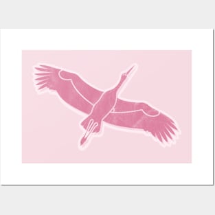 Pink Stork pattern Posters and Art